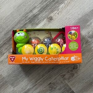 PLAY My Wiggly Caterpillar Pull Toy with Removable Rattling Balls – 18M+